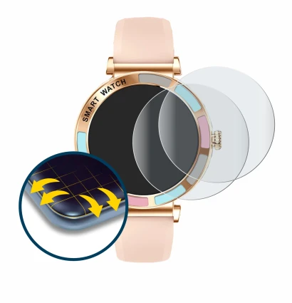 Image de l'appareil Braidol Smartwatch 1.27" avec une grande variété de protections d'écran.
