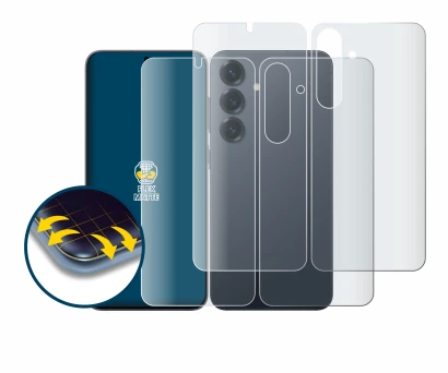 Image de l'appareil Samsung Galaxy S25 Plus (Avant+Arrière) avec une grande variété de protections d'écran.