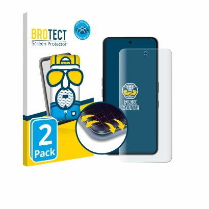 Face avant d’un emballage produit avec le logo de la marque BROTECT. À côté, l’appareil Nothing Phone (3a) Pro est représenté 