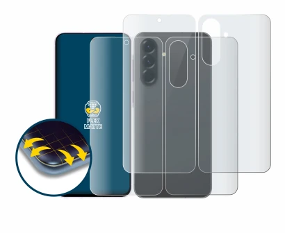 Image de l'appareil Samsung Galaxy A56 5G (Avant+Arrière) avec une grande variété de protections d'écran.