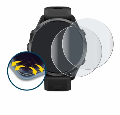 Image de l'appareil Garmin Forerunner 970 avec une grande variété de protections d'écran.