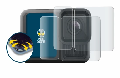 Image de l'appareil GoPro Hero 13 Black Ultra Wide Edition avec une grande variété de protections d'écran.