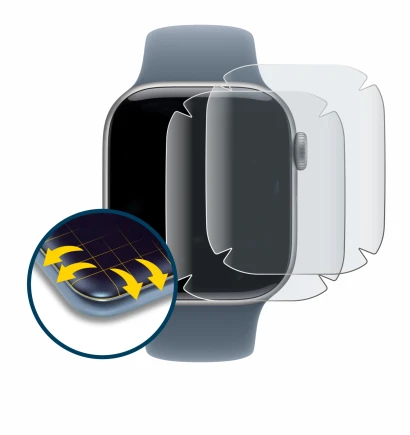 Image de l'appareil Apple Watch Series 11 (42 mm) avec une grande variété de protections d'écran.