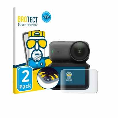 Face avant d’un emballage produit avec le logo de la marque BROTECT. À côté, l’appareil DJI Osmo Nano est représenté avec la p