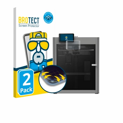 Face avant d’un emballage produit avec le logo de la marque BROTECT. À côté, l’appareil Bambu Lab P2S 3D Printer est représent