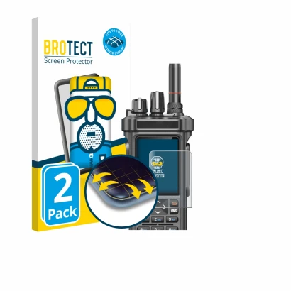 Face avant d’un emballage produit avec le logo de la marque BROTECT. À côté, l’appareil Radtel RT-950 Pro est représenté avec