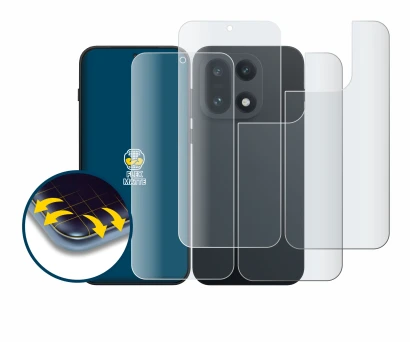 Image de l'appareil OnePlus 15 (Avant+Arrière) avec une grande variété de protections d'écran.