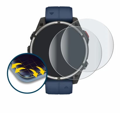 Image de l'appareil Garmin quatix 8 Pro (47 mm) avec une grande variété de protections d'écran.