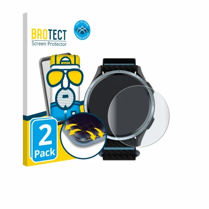 Face avant d’un emballage produit avec le logo de la marque BROTECT. À côté, l’appareil Garmin Approach J1 est représenté avec