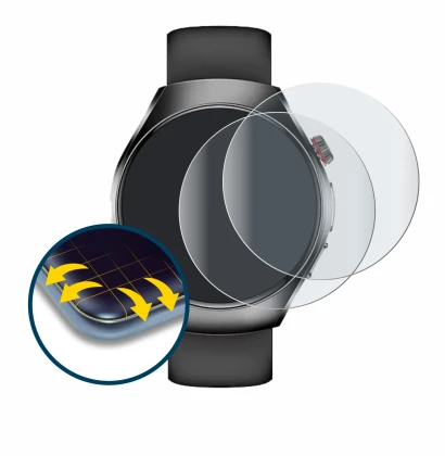 Image de l'appareil Smartwatch ET460 1.47" avec une grande variété de protections d'écran.