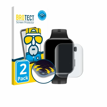 Face avant d’un emballage produit avec le logo de la marque BROTECT. À côté, l’appareil Honor Choice InFoWear Watch 2i est rep