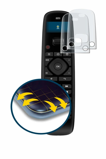 Image de l'appareil Sofabaton U2 avec une grande variété de protections d'écran.