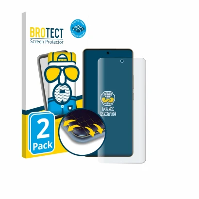 Face avant d’un emballage produit avec le logo de la marque BROTECT. À côté, l’appareil realme 16 Pro Plus est représenté avec