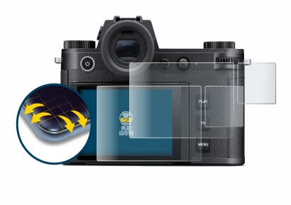 Image de l'appareil Leica SL3-P (Affichage + affichage des épaules) avec une grande variété de protections d'écran.