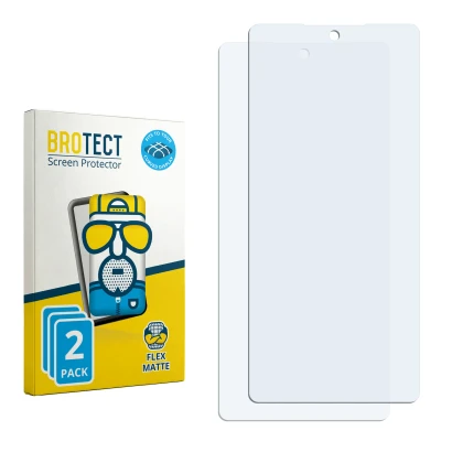 Face avant d’un emballage produit avec le logo de la marque BROTECT. À côté se trouve la protection d’écran correspondante.