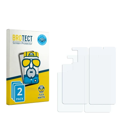 Face avant d’un emballage produit avec le logo de la marque BROTECT. À côté se trouve la protection d’écran correspondante.