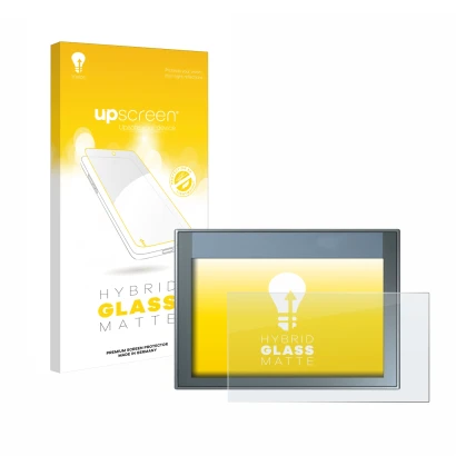 Face avant d’un emballage produit avec le logo de la marque upscreen. À côté, l’appareil Siemens Simatic HMI KTP 700 Basic est