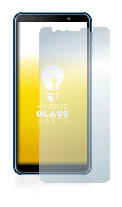 Image de l'appareil Samsung Galaxy A7 2018 avec une grande variété de protections d'écran.