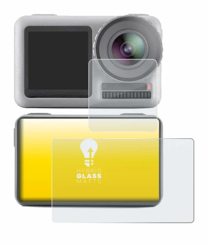 Image de l'appareil DJI Osmo Action avec une grande variété de protections d'écran.