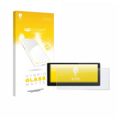 Face avant d’un emballage produit avec le logo de la marque upscreen. À côté, l’appareil Joying 4G Car Radio 10.25" est représ