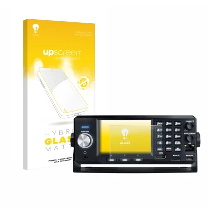 Face avant d’un emballage produit avec le logo de la marque upscreen. À côté, l’appareil Uniden SDS200E est représenté avec la