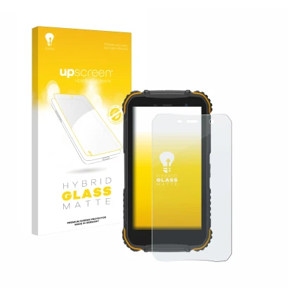 Face avant d’un emballage produit avec le logo de la marque upscreen. À côté, l’appareil Doogee S35 est représenté avec la pro
