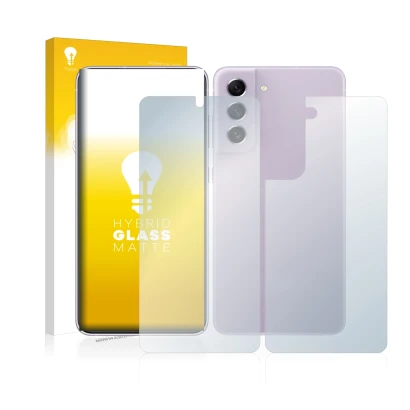 Face avant d’un emballage produit avec le logo de la marque upscreen. À côté, l’appareil Samsung Galaxy S21 FE 5G (Avant+Arriè