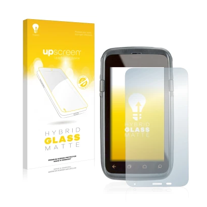 Face avant d’un emballage produit avec le logo de la marque upscreen. À côté, l’appareil Honeywell Dolphin CT60 XP est représe