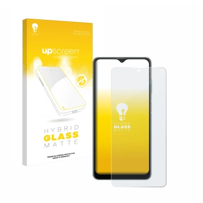 Face avant d’un emballage produit avec le logo de la marque upscreen. À côté, l’appareil Blackview A53 est représenté avec la 