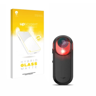 Face avant d’un emballage produit avec le logo de la marque upscreen. À côté, l’appareil Garmin Varia RCT 715 est représenté a