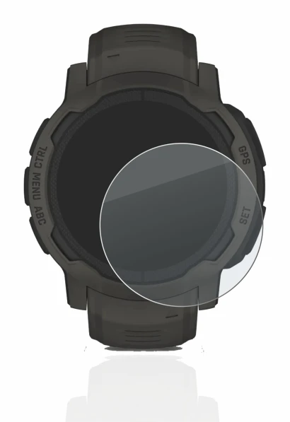 Image de l'appareil Garmin Instinct 2 Solar avec une grande variété de protections d'écran.