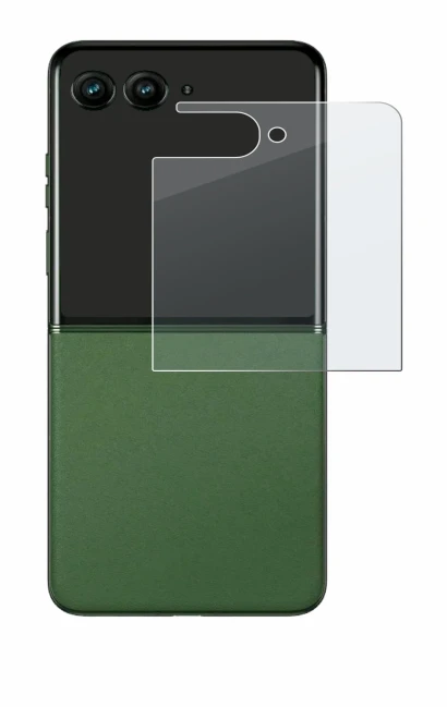 Image de l'appareil Motorola Razr 50 Ultra (Affichage arrière) avec une grande variété de protections d'écran.