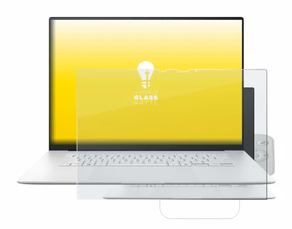 Image de l'appareil ASUS ZenBook S 16 avec une grande variété de protections d'écran.