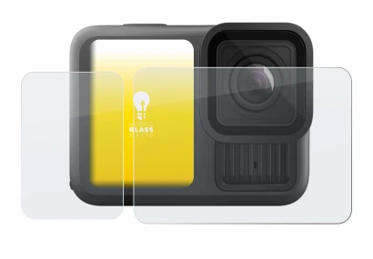 Image de l'appareil GoPro Hero 13 Black avec une grande variété de protections d'écran.