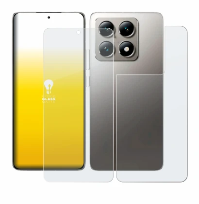 Image de l'appareil Xiaomi 14T (Avant+Arrière) avec une grande variété de protections d'écran.