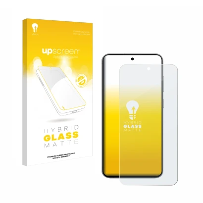 Face avant d’un emballage produit avec le logo de la marque upscreen. À côté, l’appareil Samsung Galaxy S24 FE est représenté 