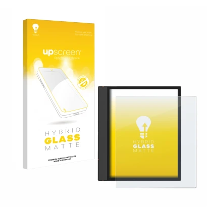 Face avant d’un emballage produit avec le logo de la marque upscreen. À côté, l’appareil Boox Note Air 4 C est représenté avec