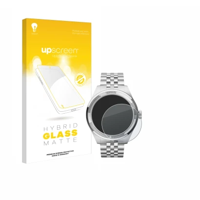 Face avant d’un emballage produit avec le logo de la marque upscreen. À côté, l’appareil Withings ScanWatch Nova Brilliant (39
