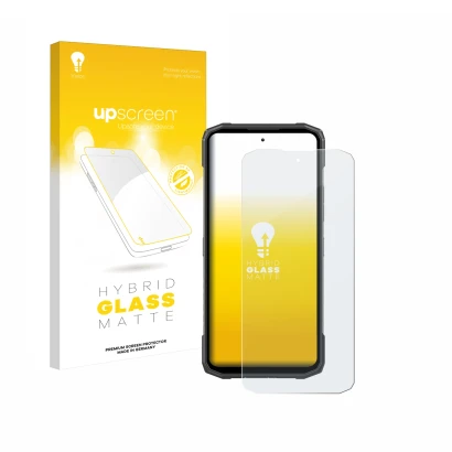 Face avant d’un emballage produit avec le logo de la marque upscreen. À côté, l’appareil Doogee Blade 10 Power est représenté 