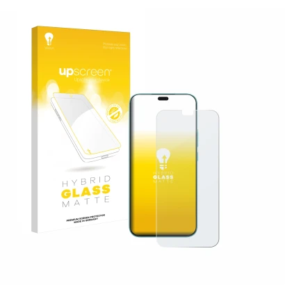 Face avant d’un emballage produit avec le logo de la marque upscreen. À côté, l’appareil Honor 400 Lite est représenté avec la