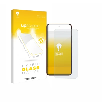 Face avant d’un emballage produit avec le logo de la marque upscreen. À côté, l’appareil Nothing CMF Phone 2 Pro est représent