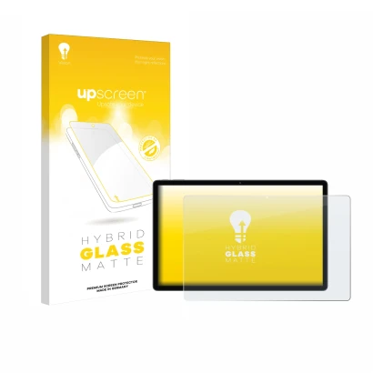 Face avant d’un emballage produit avec le logo de la marque upscreen. À côté, l’appareil Blackview Mega 8 est représenté avec 