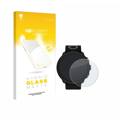 Face avant d’un emballage produit avec le logo de la marque upscreen. À côté, l’appareil Suunto Run est représenté avec la pro
