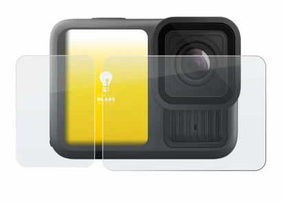 Image de l'appareil GoPro Hero 13 Black Creator Edition avec une grande variété de protections d'écran.