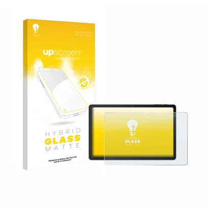 Face avant d’un emballage produit avec le logo de la marque upscreen. À côté, l’appareil VALE Tablet V11E LTE est représenté a