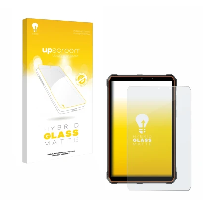 Face avant d’un emballage produit avec le logo de la marque upscreen. À côté, l’appareil Blackview Active 5 est représenté ave