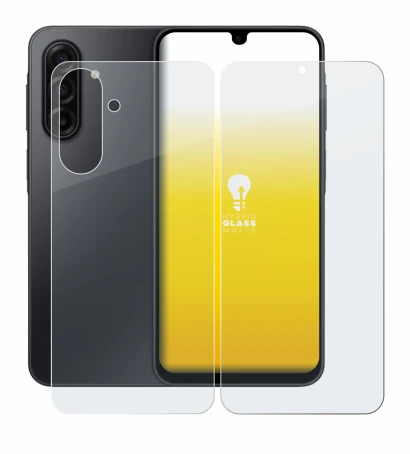 Image de l'appareil Samsung Galaxy A17 5G (Avant+Arrière) avec une grande variété de protections d'écran.