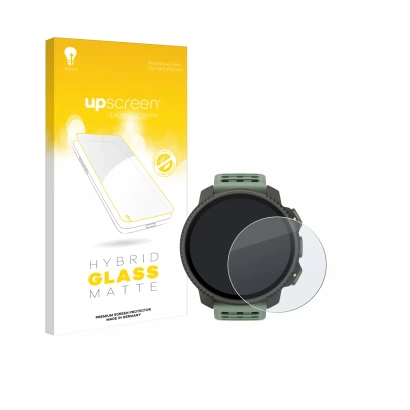 Face avant d’un emballage produit avec le logo de la marque upscreen. À côté, l’appareil Suunto Vertical 2 est représenté avec