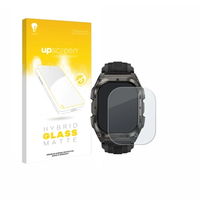 Face avant d’un emballage produit avec le logo de la marque upscreen. À côté, l’appareil Kospet Tank M4 est représenté avec la