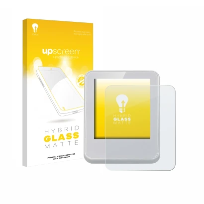 Face avant d’un emballage produit avec le logo de la marque upscreen. À côté, l’appareil Bresser ClimaTemp Thermomètre d'ambia